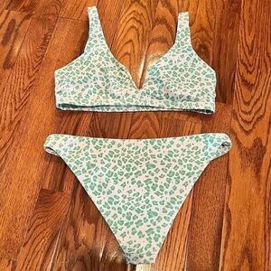 Animal Print Green & White Bikini